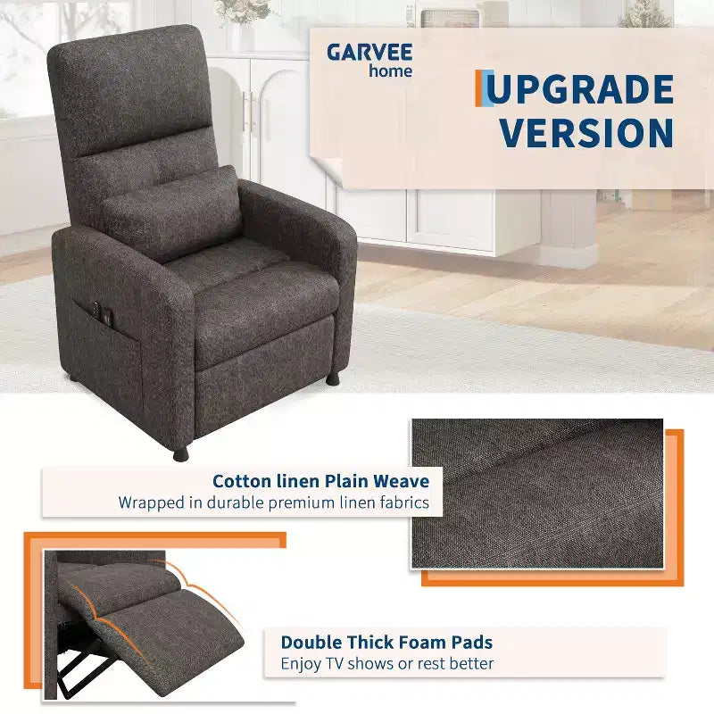 Recliner Chair with Ergonomic Overstuffed Tall Back, Recliner Sofa with Padded Seat, 2 Side Pockets, Home Theater Seating for Living Room
