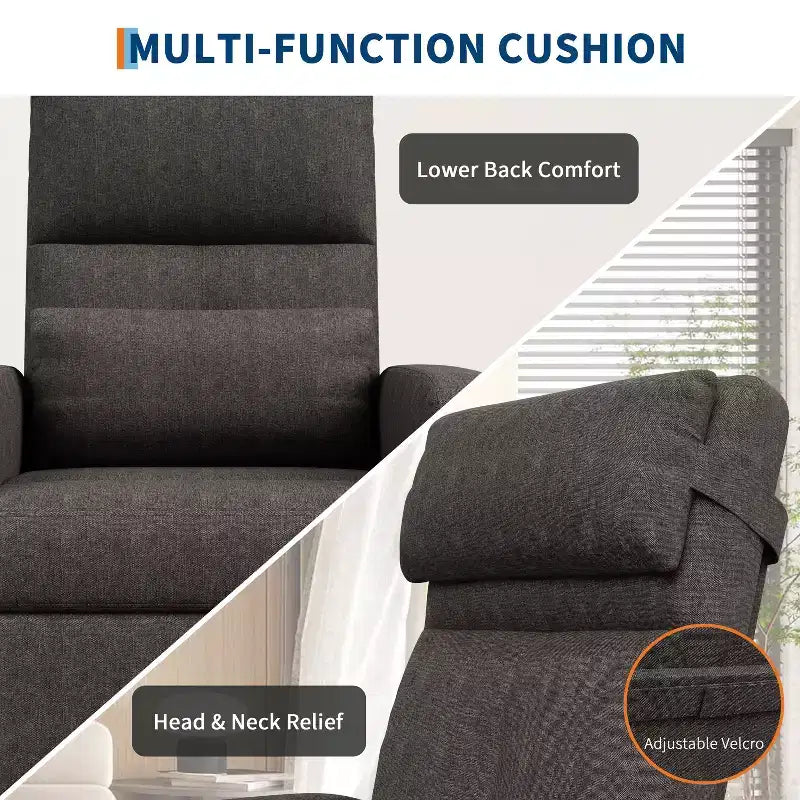 Recliner Chair with Ergonomic Overstuffed Tall Back, Recliner Sofa with Padded Seat, 2 Side Pockets, Home Theater Seating for Living Room