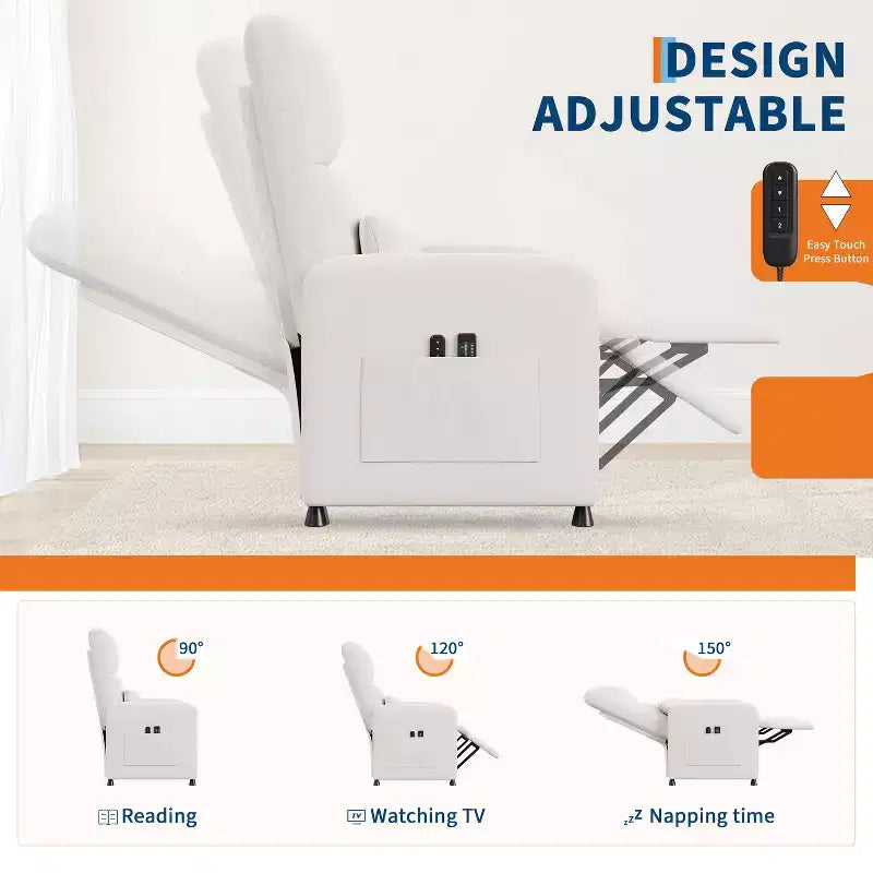 Recliner Chair with Ergonomic Overstuffed Tall Back, Recliner Sofa with Padded Seat, 2 Side Pockets, Home Theater Seating for Living Room