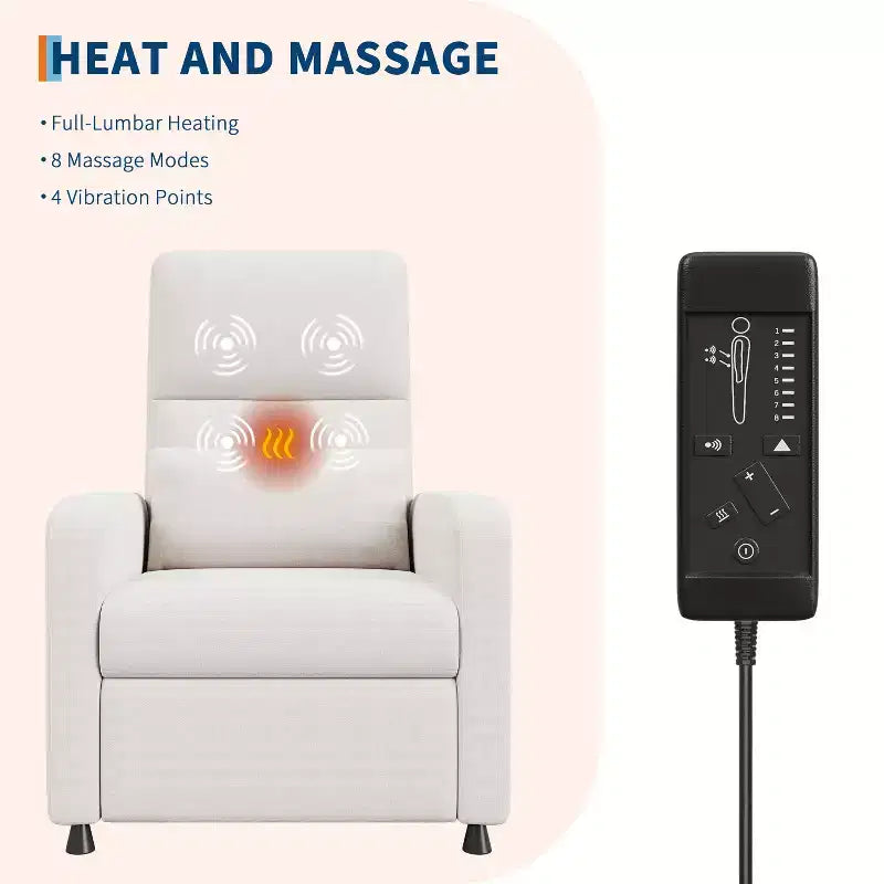 Recliner Chair with Ergonomic Overstuffed Tall Back, Recliner Sofa with Padded Seat, 2 Side Pockets, Home Theater Seating for Living Room