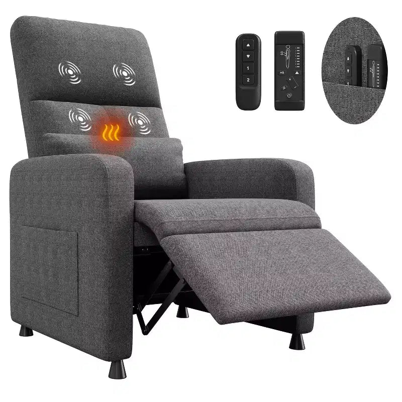 Recliner Chair with Ergonomic Overstuffed Tall Back, Recliner Sofa with Padded Seat, 2 Side Pockets, Home Theater Seating for Living Room