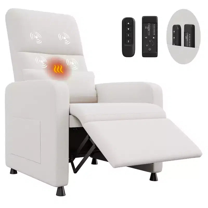 Recliner Chair with Ergonomic Overstuffed Tall Back, Recliner Sofa with Padded Seat, 2 Side Pockets, Home Theater Seating for Living Room