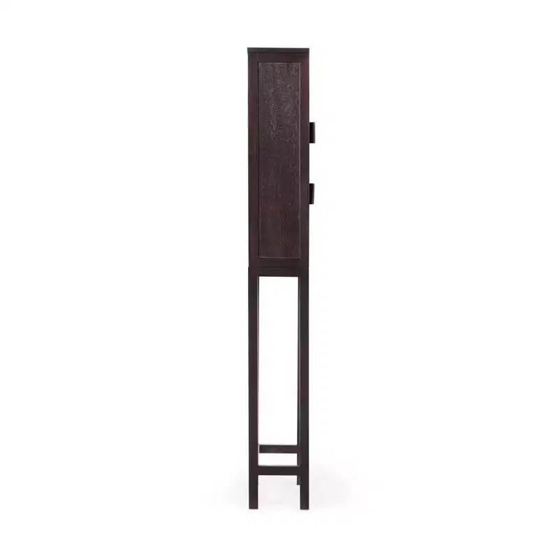 Hatteras Modern Boho Over Toilet Storage Cabinet with Solid Wood & Natural Rattan Accents-Teamson Home