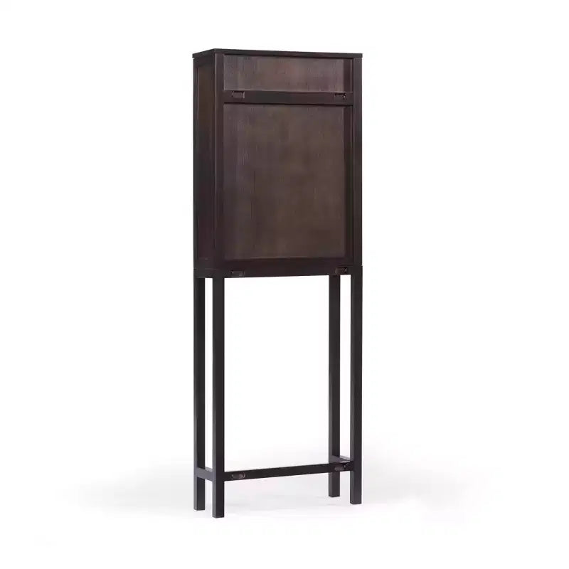Hatteras Modern Boho Over Toilet Storage Cabinet with Solid Wood & Natural Rattan Accents-Teamson Home