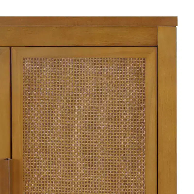 Hatteras Modern Boho Over Toilet Storage Cabinet with Solid Wood & Natural Rattan Accents-Teamson Home
