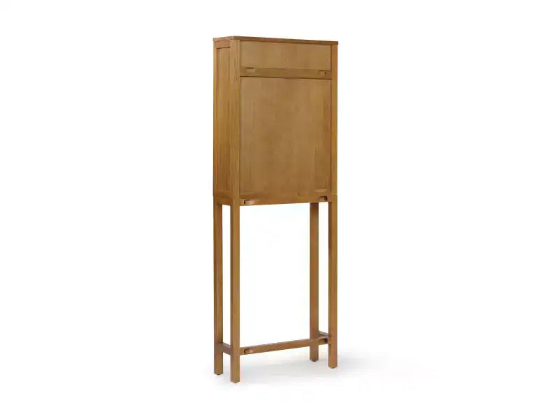 Hatteras Modern Boho Over Toilet Storage Cabinet with Solid Wood & Natural Rattan Accents-Teamson Home
