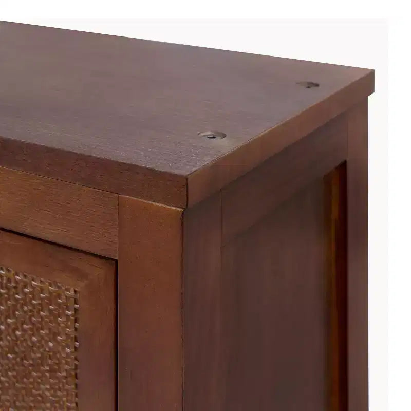 Hatteras Modern Boho Over Toilet Storage Cabinet with Solid Wood & Natural Rattan Accents-Teamson Home