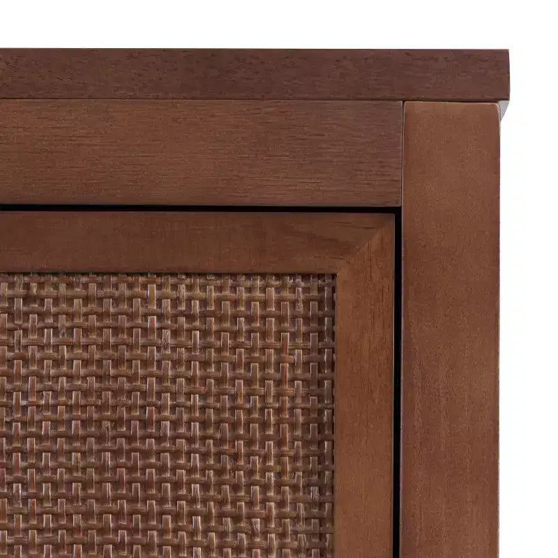 Hatteras Modern Boho Over Toilet Storage Cabinet with Solid Wood & Natural Rattan Accents-Teamson Home