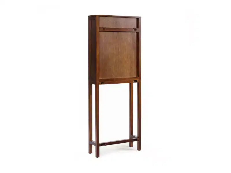 Hatteras Modern Boho Over Toilet Storage Cabinet with Solid Wood & Natural Rattan Accents-Teamson Home