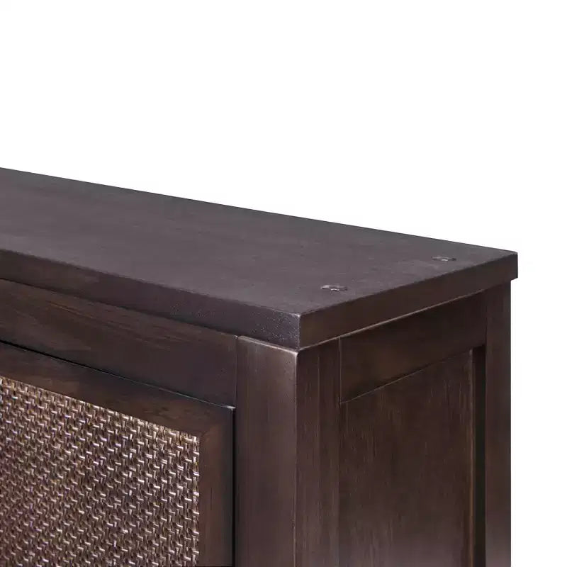Hatteras Modern Boho Over Toilet Storage Cabinet with Solid Wood & Natural Rattan Accents-Teamson Home
