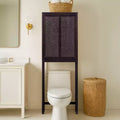 Hatteras Modern Boho Over Toilet Storage Cabinet with Solid Wood & Natural Rattan Accents-Teamson Home