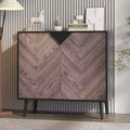 COZONY 31.5 Modern Storage Cabinet with Shelf & Doors, Black and Walnut Grain Sideboard Buffet for Dining Room, Living Room, Entryway
