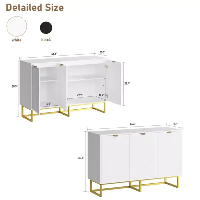 31.5 In Modern Sideboard Buffet Cabinet,Wood Accent Storage Cabinet with Herringbone Doors & Shelf,Credenza Console Table for Dining Room Living Room