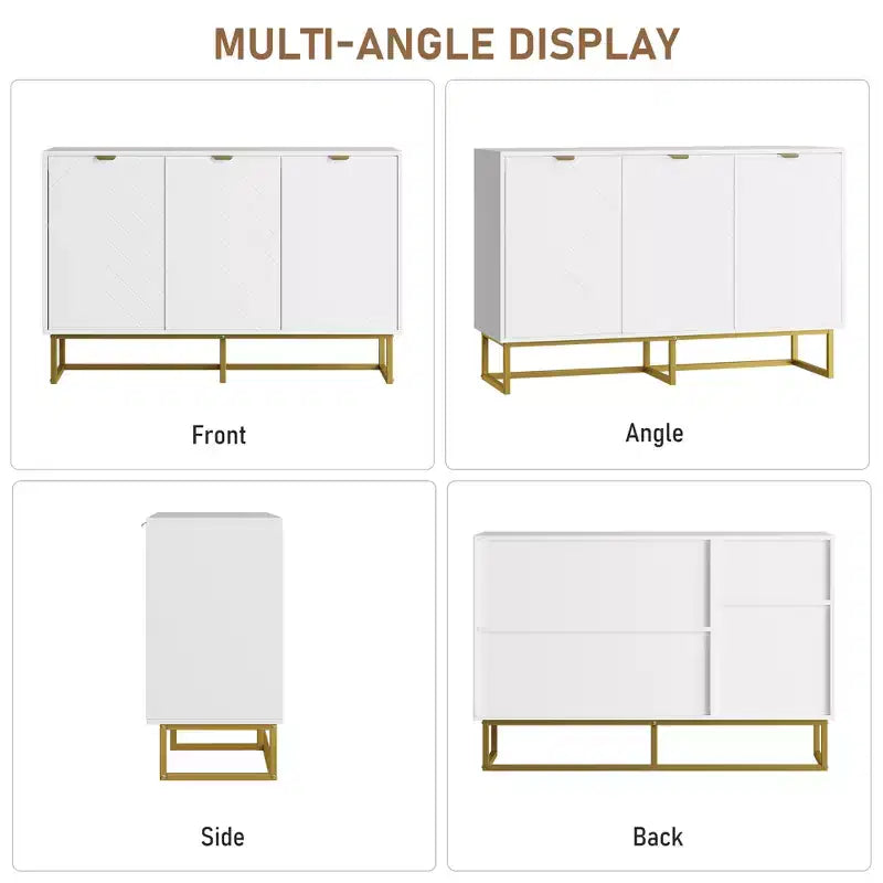 31.5 In Modern Sideboard Buffet Cabinet,Wood Accent Storage Cabinet with Herringbone Doors & Shelf,Credenza Console Table for Dining Room Living Room