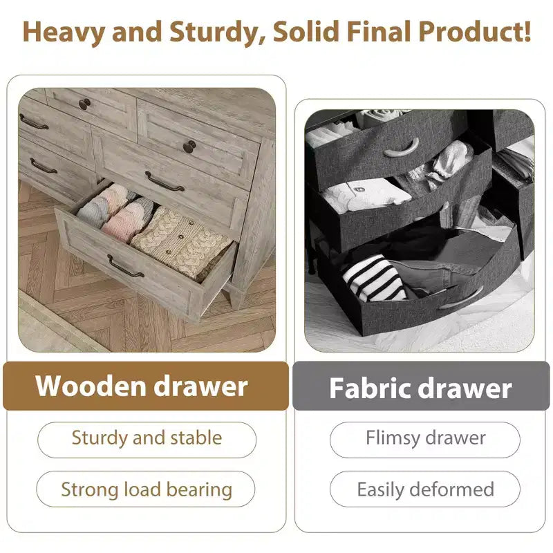 7 Dresser for Bedroom, 54 Tall Vertical Drawer Dresser with Large Storage, Freestanding Wooden Closet Chest for Bedroom, Living Room