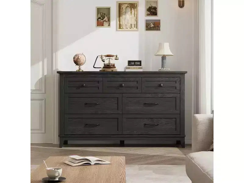 7 Dresser for Bedroom, 54 Tall Vertical Drawer Dresser with Large Storage, Freestanding Wooden Closet Chest for Bedroom, Living Room