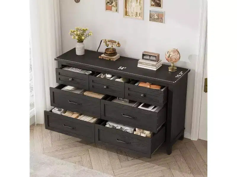 7 Dresser for Bedroom, 54 Tall Vertical Drawer Dresser with Large Storage, Freestanding Wooden Closet Chest for Bedroom, Living Room
