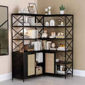 Corner Bookshelf with Storage, 6-Tier L-Shaped Bookcase with Drawers for Living Room and Home Office