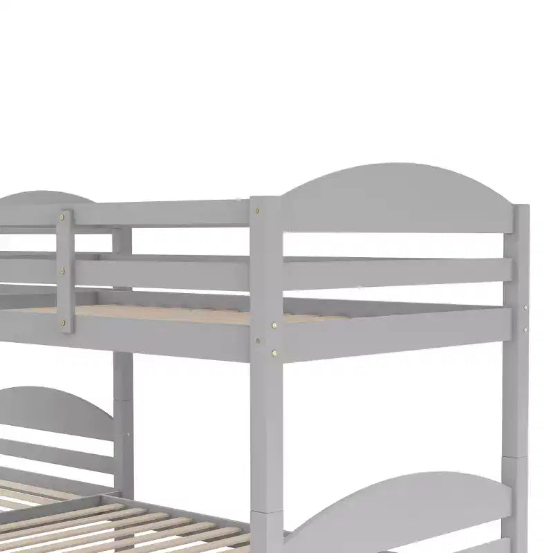 L-Shaped Twin Bunk Bed with Trundle for 4 Kids, Pine Wood Twin Size Bunk Bed Frame, Can be Separated into Two Beds