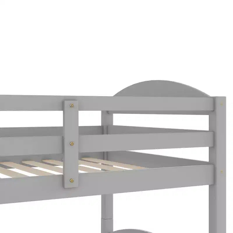 L-Shaped Twin Bunk Bed with Trundle for 4 Kids, Pine Wood Twin Size Bunk Bed Frame, Can be Separated into Two Beds