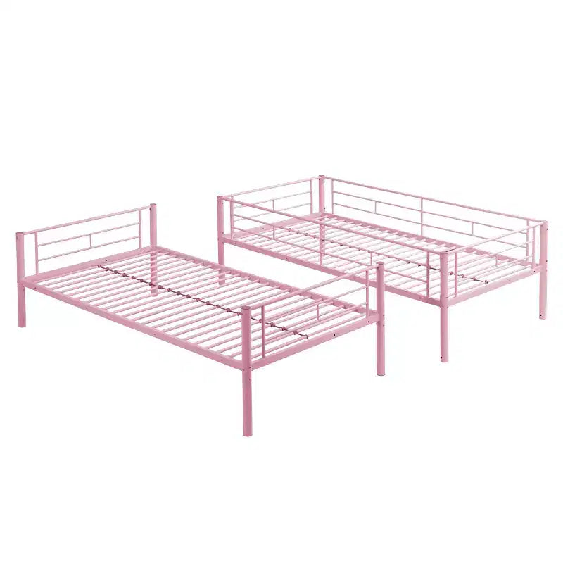 Okak Metal Bunk Bed with No Box Spring Design, Kids Bunk Beds with High Security Guardrai and Ladder, Twin Bed for Teenager