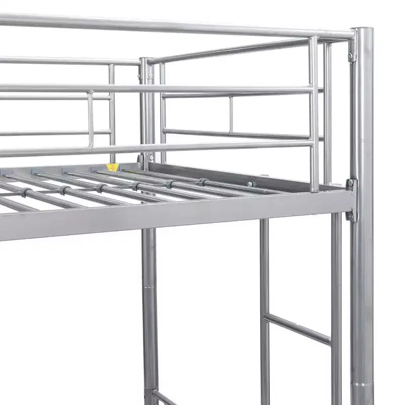 Okak Metal Bunk Bed with No Box Spring Design, Kids Bunk Beds with High Security Guardrai and Ladder, Twin Bed for Teenager