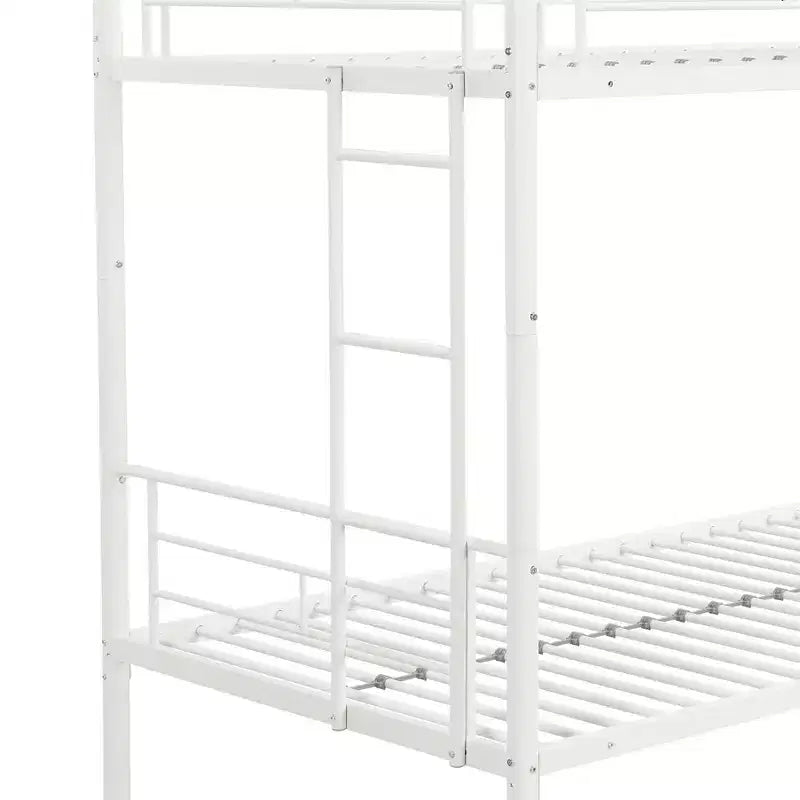 Okak Metal Bunk Bed with No Box Spring Design, Kids Bunk Beds with High Security Guardrai and Ladder, Twin Bed for Teenager