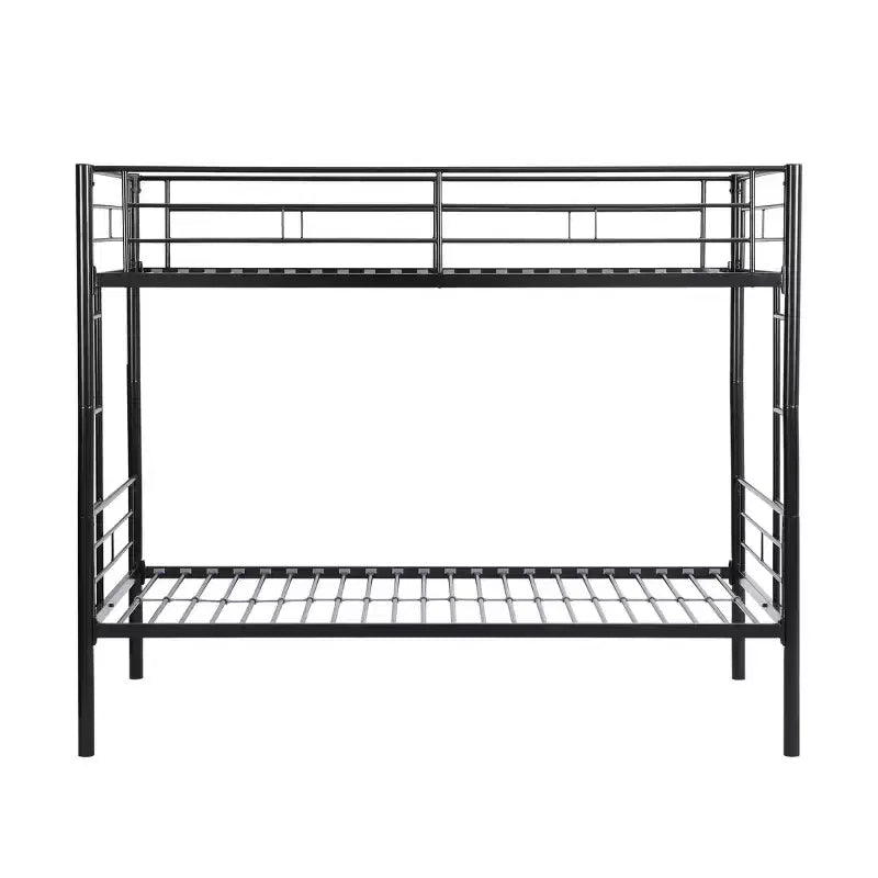 Okak Metal Bunk Bed with No Box Spring Design, Kids Bunk Beds with High Security Guardrai and Ladder, Twin Bed for Teenager