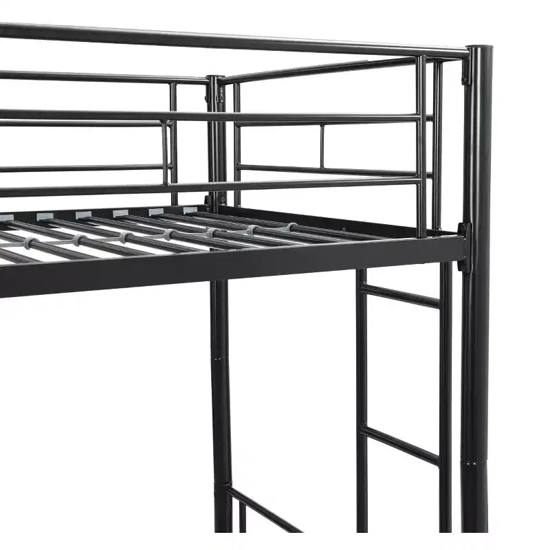 Okak Metal Bunk Bed with No Box Spring Design, Kids Bunk Beds with High Security Guardrai and Ladder, Twin Bed for Teenager