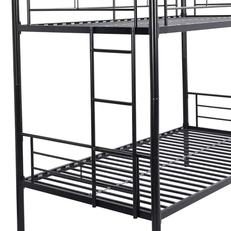 Okak Metal Bunk Bed with No Box Spring Design, Kids Bunk Beds with High Security Guardrai and Ladder, Twin Bed for Teenager