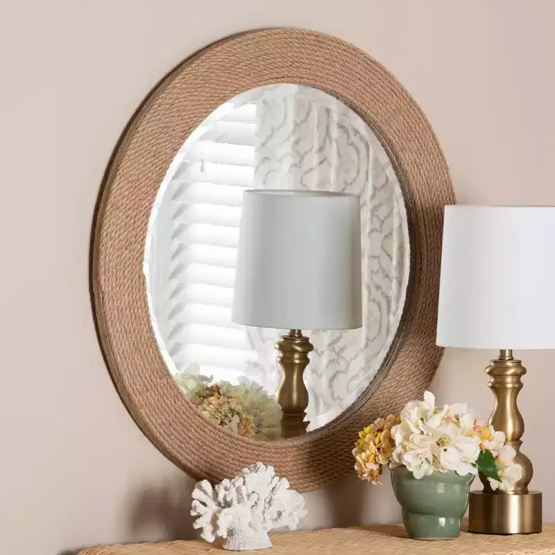 bali & pari Nieva Round Woven Rope Mirror