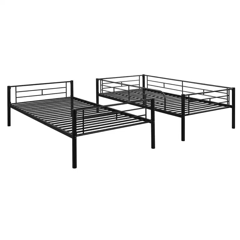 Twin over Twin Metal Bunk Bed, Twin Size Metal Bunk Bed Can be Divided into 2 Beds for Bedroom Dormitory