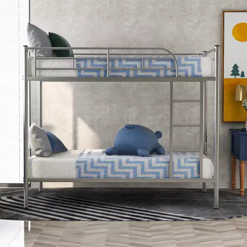 Twin over Twin Metal Bunk Bed, Twin Size Metal Bunk Bed Can be Divided into 2 Beds for Bedroom Dormitory