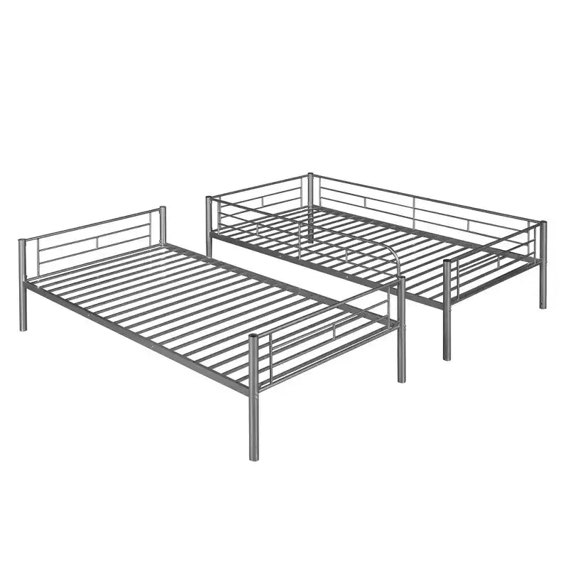 Twin over Twin Metal Bunk Bed, Twin Size Metal Bunk Bed Can be Divided into 2 Beds for Bedroom Dormitory