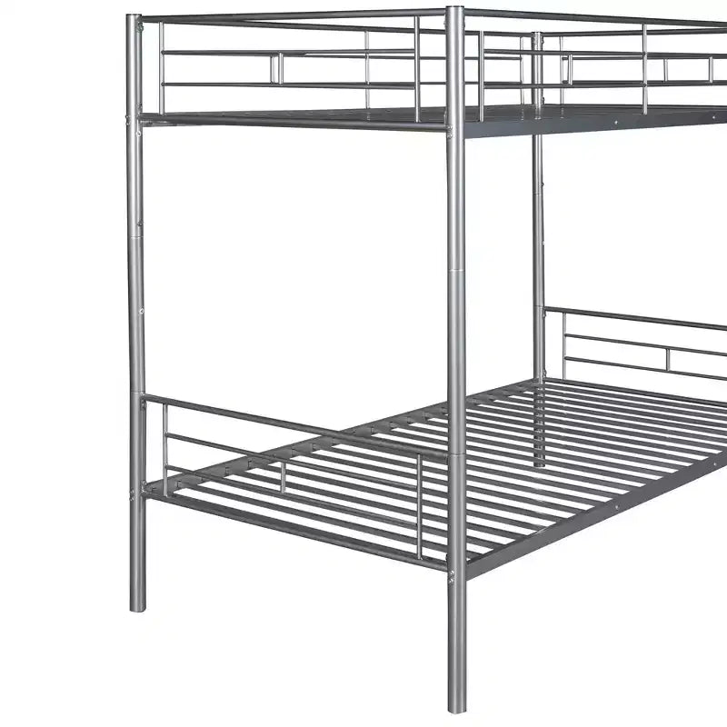 Twin over Twin Metal Bunk Bed, Twin Size Metal Bunk Bed Can be Divided into 2 Beds for Bedroom Dormitory