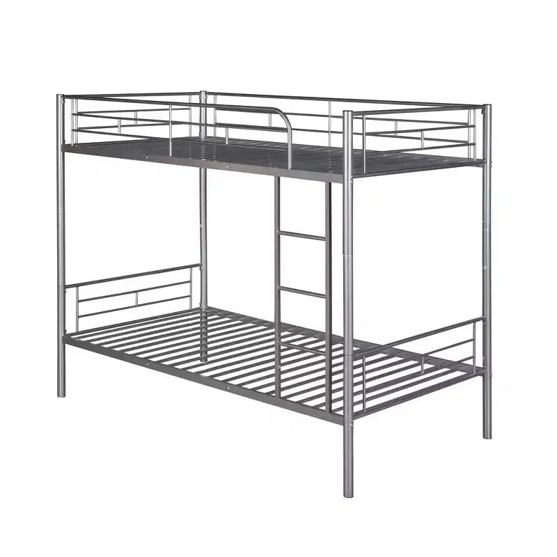 Twin over Twin Metal Bunk Bed, Twin Size Metal Bunk Bed Can be Divided into 2 Beds for Bedroom Dormitory