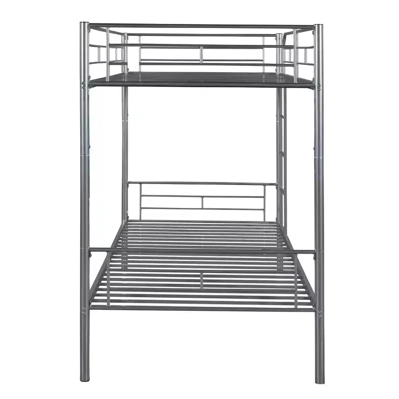 Twin over Twin Metal Bunk Bed, Twin Size Metal Bunk Bed Can be Divided into 2 Beds for Bedroom Dormitory