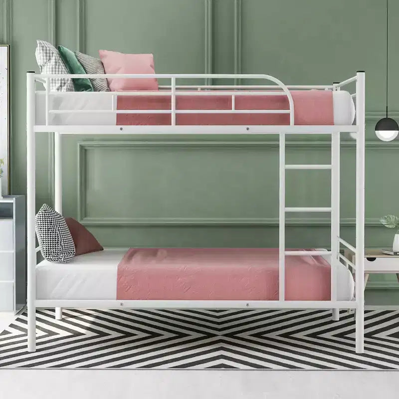 Twin over Twin Metal Bunk Bed, Twin Size Metal Bunk Bed Can be Divided into 2 Beds for Bedroom Dormitory