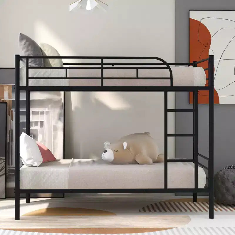Twin over Twin Metal Bunk Bed, Twin Size Metal Bunk Bed Can be Divided into 2 Beds for Bedroom Dormitory