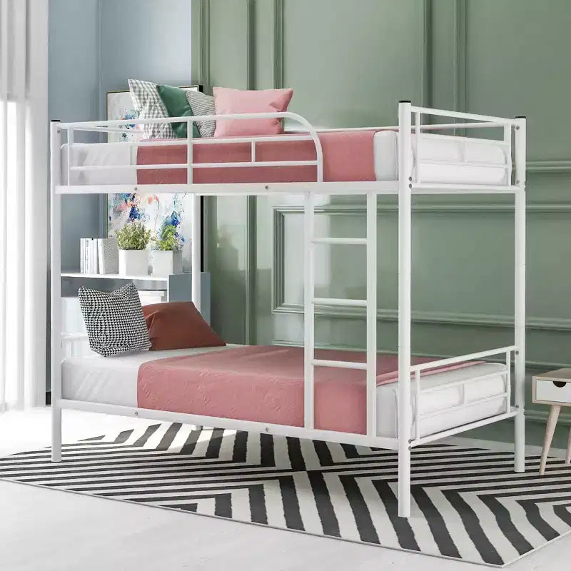 Twin over Twin Metal Bunk Bed, Twin Size Metal Bunk Bed Can be Divided into 2 Beds for Bedroom Dormitory