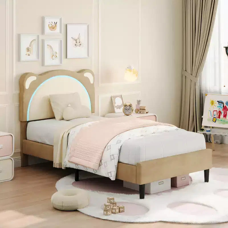 Twin Bed Frame, Upholstered Platform Bed Frame with Adjustable Headboard &Storage Drawer, Wooden Slats Support, No Box Spring Needed
