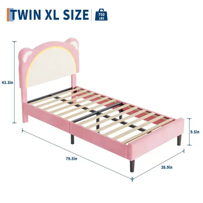 Twin Bed Frame, Upholstered Platform Bed Frame with Adjustable Headboard &Storage Drawer, Wooden Slats Support, No Box Spring Needed