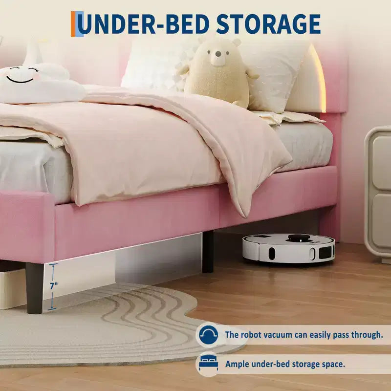 Twin Bed Frame, Upholstered Platform Bed Frame with Adjustable Headboard &Storage Drawer, Wooden Slats Support, No Box Spring Needed