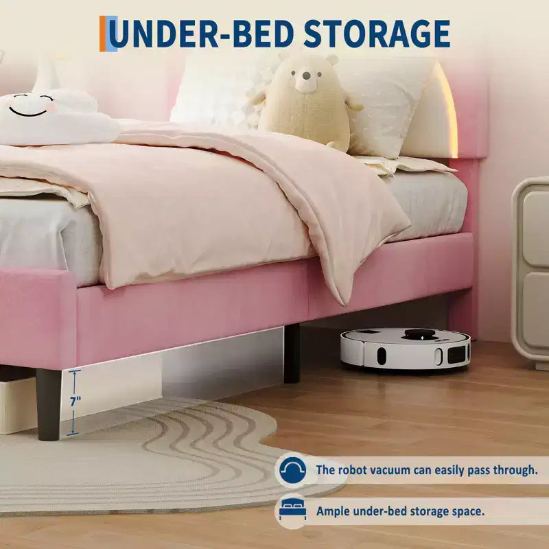 Twin Bed Frame, Upholstered Platform Bed Frame with Adjustable Headboard &Storage Drawer, Wooden Slats Support, No Box Spring Needed