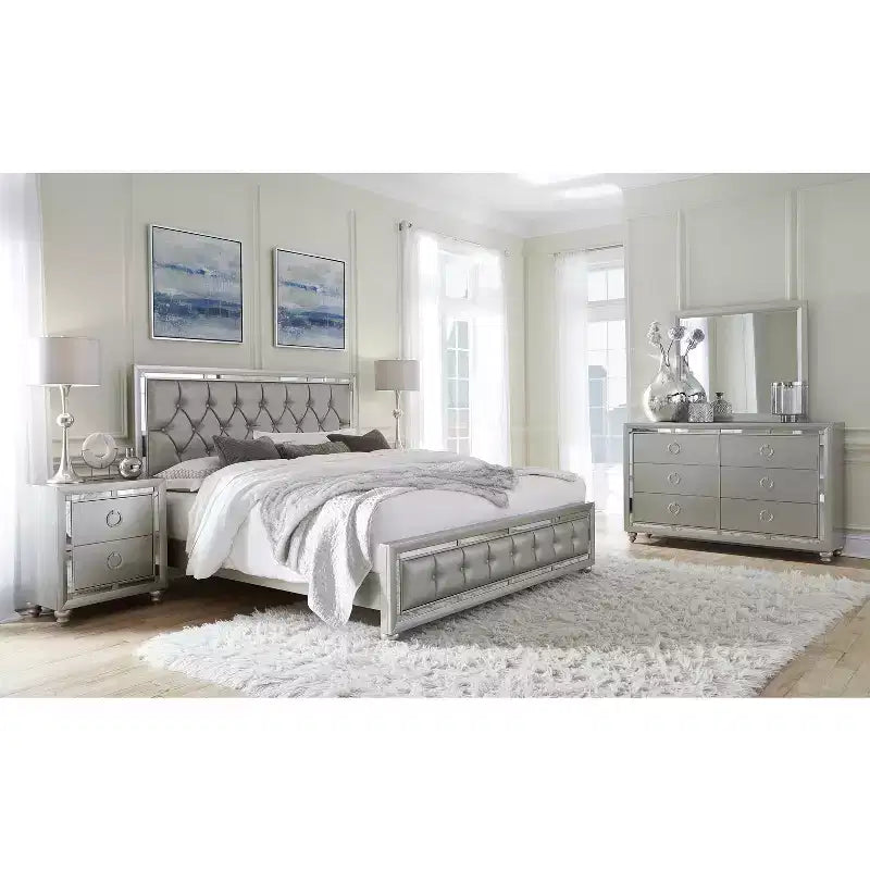 HomeStock 60 in.H Full Size Silver with Beds with Headboards made of Metal Bed Frame