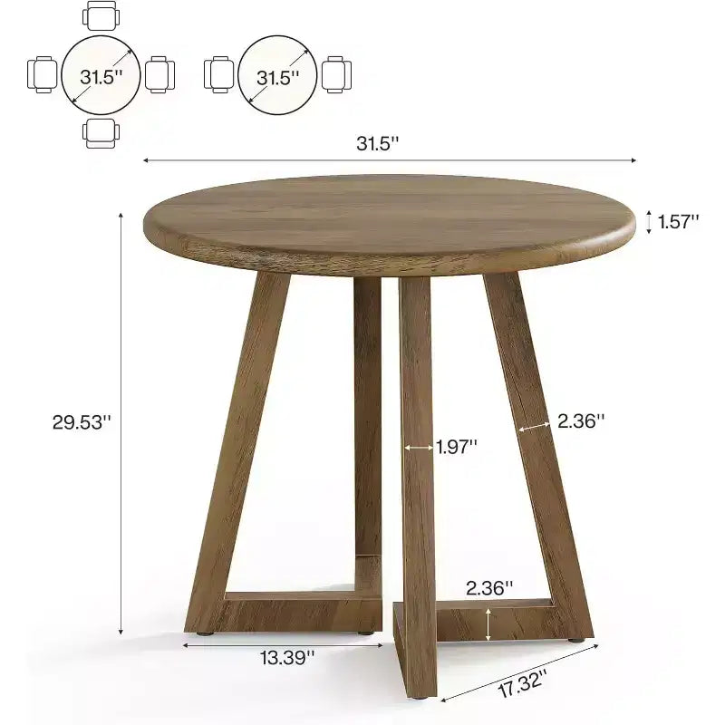 Lantine 31.5 Small Round Dining Table for 2-4, Circle Dining Dinner Table with Pedestal, for Dining Room, Living Room, Brown