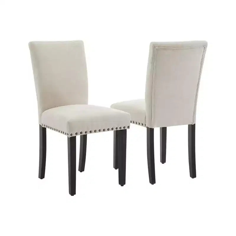 Upholstered Dining Chairs Set of 2, Dining Chairs with Nailhead Trim, Modern Fabric Dining Room Chair with Wood Legs, Mid-Century Accent for Kitchen
