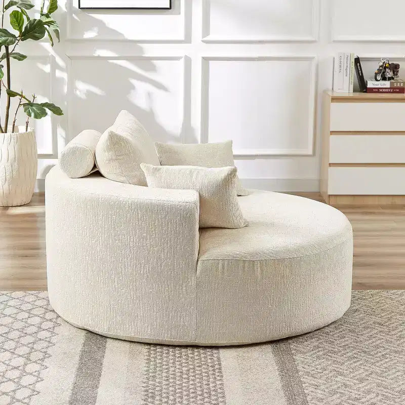 55 inch L Green Chenille Sponge single sofa for Living room Bedroom Lounge and Projection Room (Not a Swivel Chair) No Assembly Required