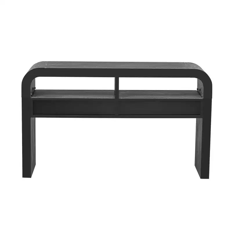 Okak 52IN Retro Console Table with Curved Corner, Entryway Table with 2 Large Drawers, Hallway Table for Living Room, Foyer, Black