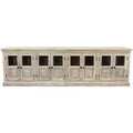 HomeRoots 118 Antiqued White Distressed Solid Wood Sideboard with 8 Glass Doors